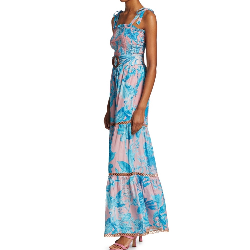 Hemant & Nandita Floral Smocked Belted Jumpsuit - Picture 4 of 5